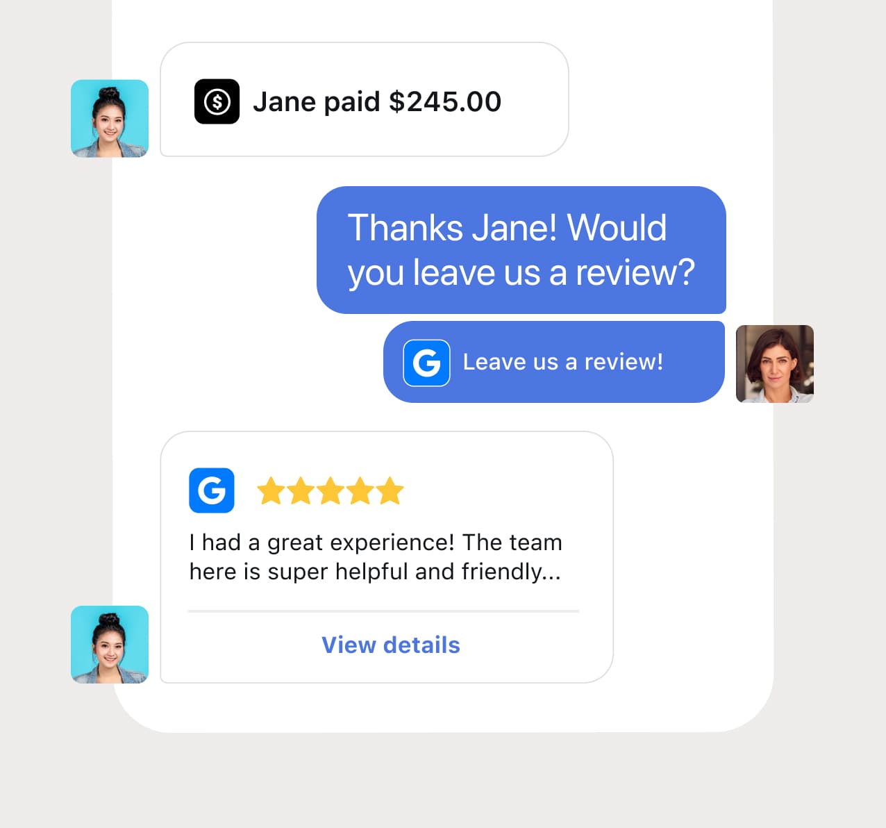 Payments Review Link Text Message