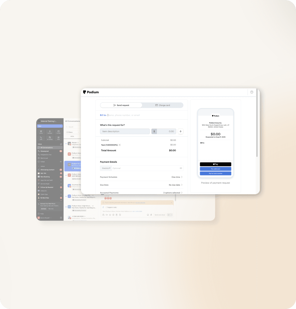 Podium payment window