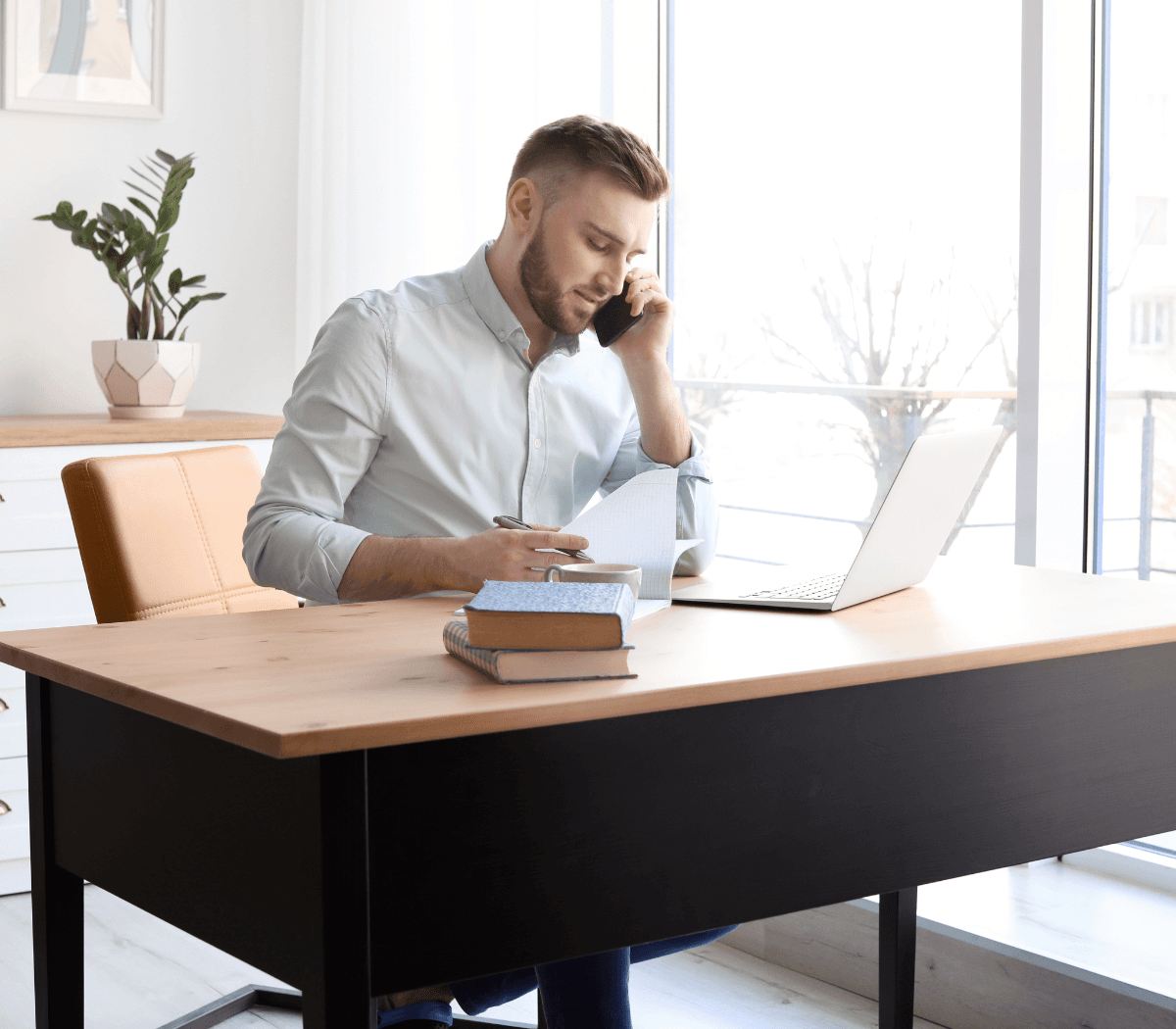 business owner on a computer