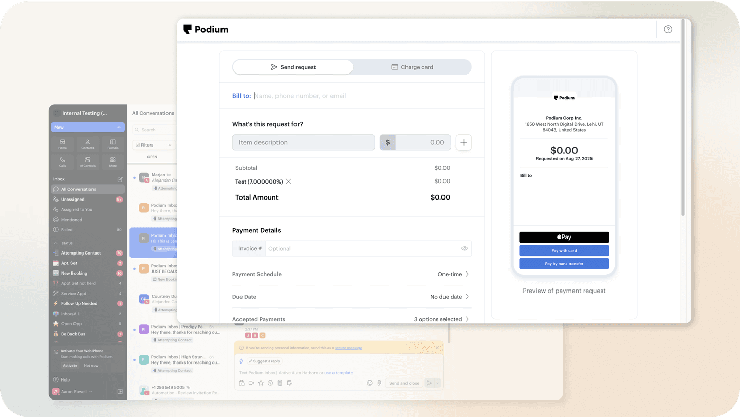 Podium payment window